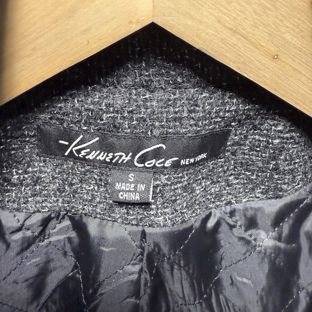 Kenneth Cole New York Women's S Wool Coat Gray Full Zip - Picture 11 of 13
